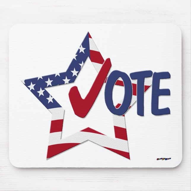 Roter Karo STIMMEN mit US-Flaggenstern Mousepad (Vorne)