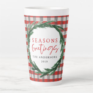 Roter Karo und Aquarellbrand Weihnachten Milchtasse