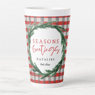 Roter Karo und Aquarellbrand Weihnachten Milchtasse