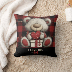 Roter Karobär Ich liebe dich Benutzerdefinierter N Kissen