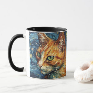 Roter Katze im Van-Gogh-Stil Tasse