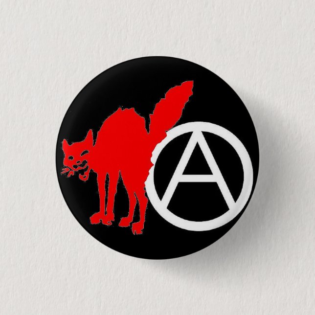 roter Katzenanarchist Button (Vorderseite)