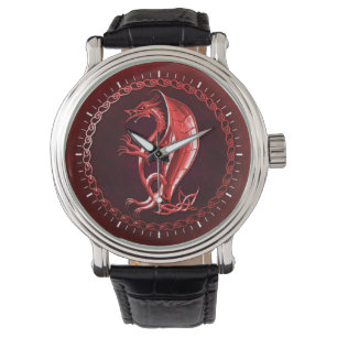 Roter keltischer Drache Armbanduhr