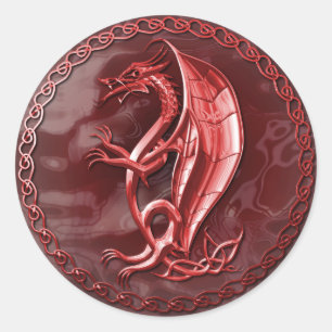 Roter keltischer Drache-Aufkleber Runder Aufkleber