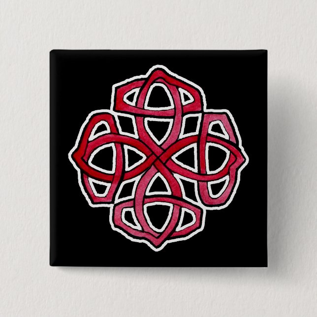 Roter keltischer Knüpfarbeit-Kreis Button (Vorderseite)