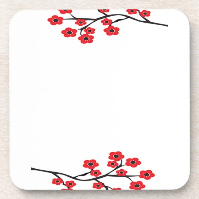 Roter Kirschblüten-Korken-Untersetzer Untersetzer (Vorderseite)