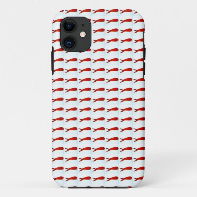 Roter Kirschfisch nach weißem Muster Case-Mate iPhone Hülle (Rückseite)