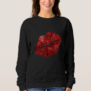 Roter Kissenstift Glitzer Lipstick Kiss Rote Lippe Sweatshirt