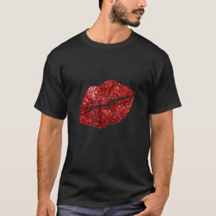 Roter Kissenstift Glitzer Lipstick Kiss Rote Lippe T-Shirt