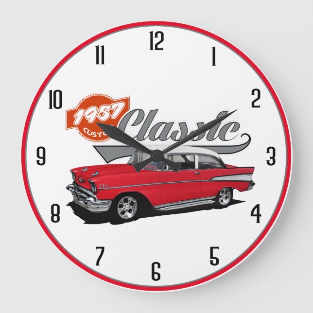 Roter Klassiker 1957 Große Wanduhr (Vorderseite)