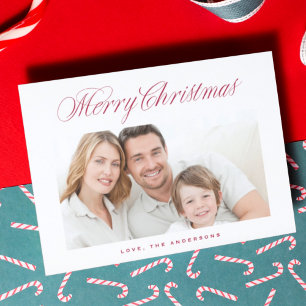 Roter klassischer Kalligrafie-Weihnachtsgruß mit F Feiertagskarte
