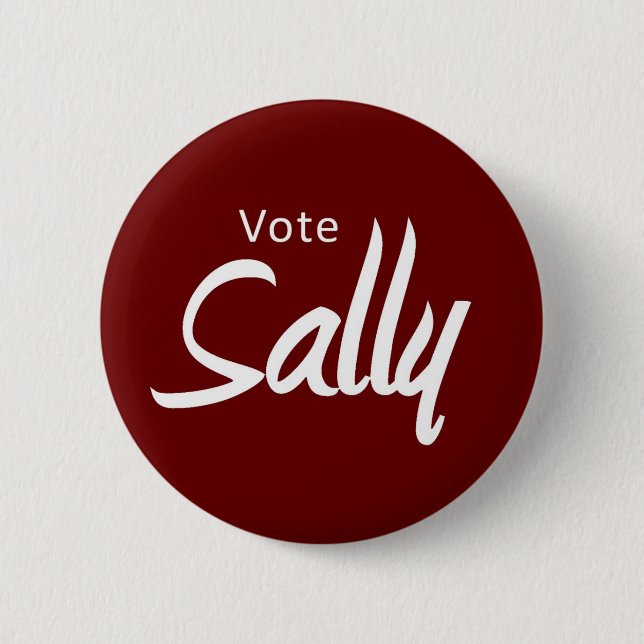 roter Knopf:  Abstimmung für Sally Moncrieff Button (Vorderseite)
