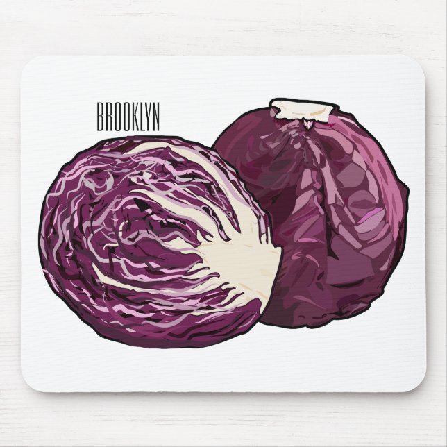 Roter Kohl Cartoon Abbildung Mousepad (Vorne)