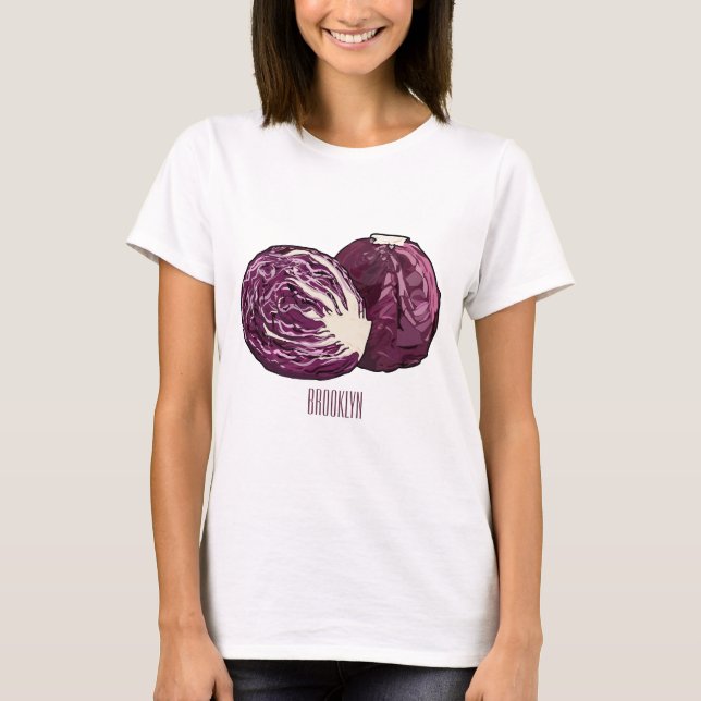 Roter Kohl Cartoon Abbildung T-Shirt (Vorderseite)