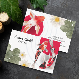 Roter Koi Fisch Japanische Kunst Visitenkarte