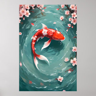 Roter Koi-Fisch Vintage-inspirierte japanische Kun Poster