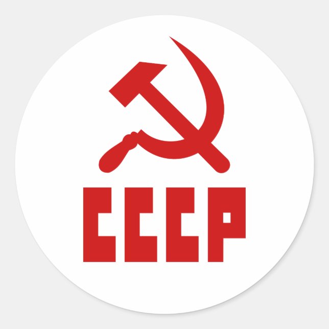 Roter Kommunist CCCP Russischer Hammer und Sichel Runder Aufkleber (Vorderseite)