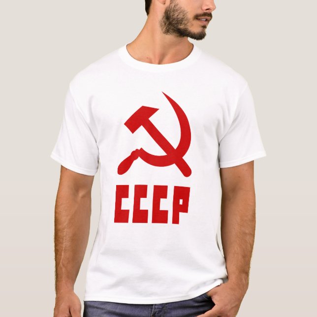 Roter Kommunist CCCP Russischer Hammer und Sichel T-Shirt (Vorderseite)