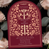 Roter Königlicher Mittelalter Rose Goldschwert Hoc