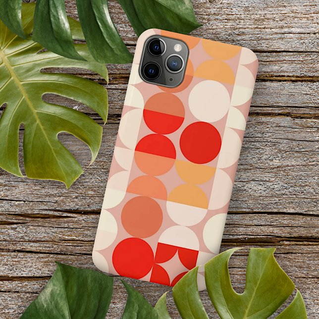 Roter Korallenrot Rosa Rosa Retro Art Muster iPhone Hülle (Von Creator hochgeladen)