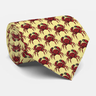 Roter Krab Zeichnend Wappen Emblem Krawatte