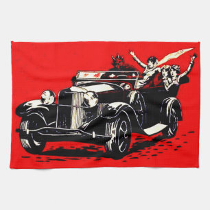 Roter Krampus entführt Frauen Auto Geschirrtuch