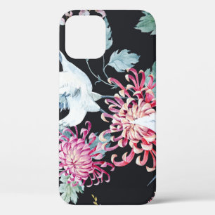 Roter Kranich Chrysanthemen Wasserfarbenmuster Case-Mate iPhone Hülle