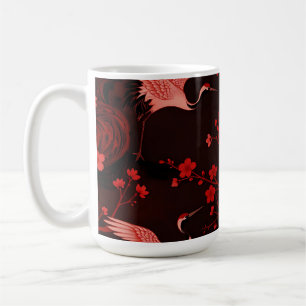 Roter Kranich-Kirschblüten-Chinoiserie-Muster Kaffeetasse