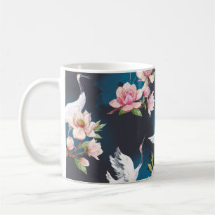 Roter Kranich Magnolie: Japanische Aquarellmalerei Kaffeetasse