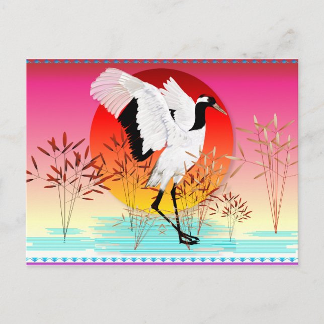 Roter Kranich und Einstellung der Postkarte der So (Vorderseite)