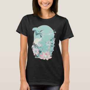 Roter Kranich-Vogelgrippe Lily Lotus Blume Chi T-Shirt