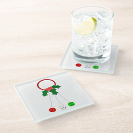 Roter Kranz und Jingle Bells Weißer Untersetzer