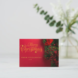 Roter Kranz Vintage-Schriftzug Frohe Weihnachten P Mitteilungskarte