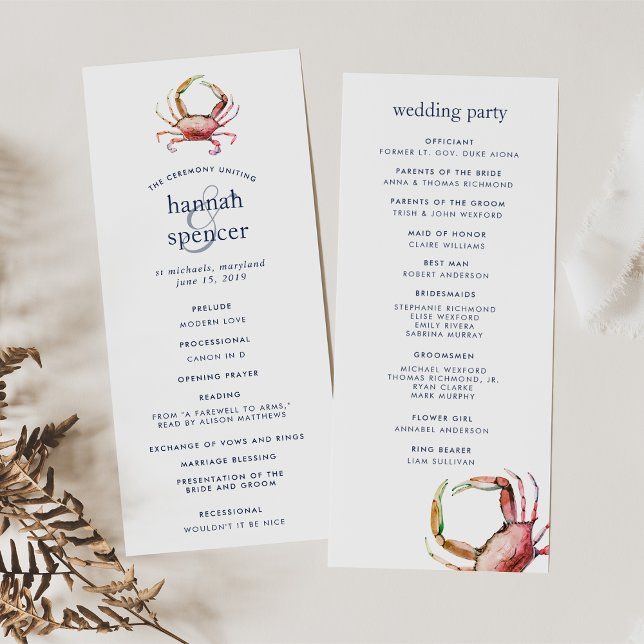 Roter Krebs | Nautical Wedding Zeremony Program Programm (Von Creator hochgeladen)