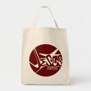 Roter Kreis Das Kreuz Jesus rettet Graffiti Tragetasche
