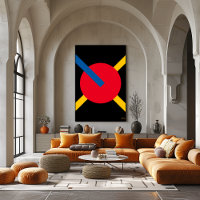 Roter Kreis mit Blau und Gelb Bars Bauhaus