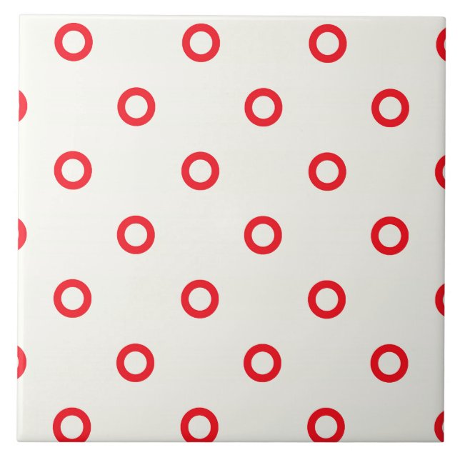 Roter Kreis-Punkt-Retro Entwurf Fliese (Vorderseite)