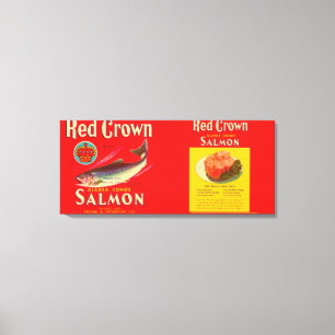 Roter Kronen-Marken-Lachs-Aufkleber Seattle, WA Leinwanddruck