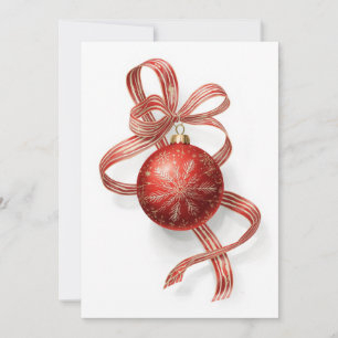 Roter Kugelschmuck Gold-Schneeflocke-Band Feiertagskarte