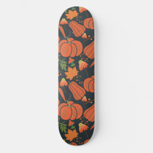 Roter Kürbis nahtlos Muster und Karotten Skateboard