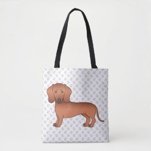 Roter Kurzhaar-Dachshund Süßer Cartoon-Hund & Pfot