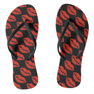 Roter Kuss Lipstick Liebe Valentinstag Flip Flops