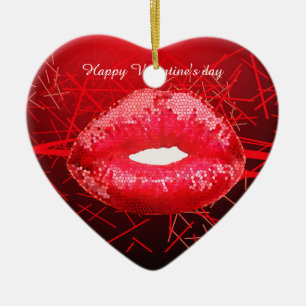 Roter Kuss Mich Lippen Valentine Keramikornament