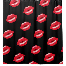 roter Kussmund Lippenstiftabdruck Duschvorhang