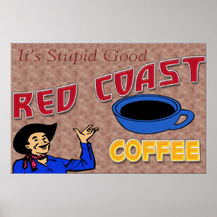 Roter Küsten-Kaffee Retro-Plakat Poster