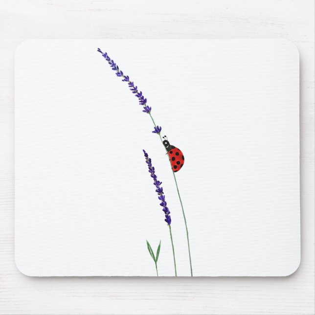 roter Ladybug und lila Lavendel Mousepad (Vorne)