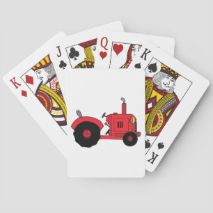Roter landwirtschaftlicher Traktor Spielkarten