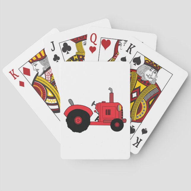 Roter landwirtschaftlicher Traktor Spielkarten (Rückseite)