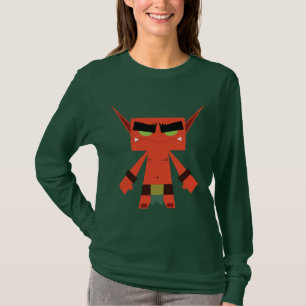 roter langer Hülsen-T - Shirt des schlechten Elfs