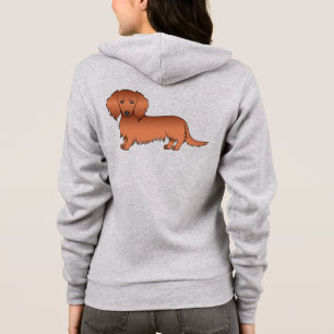 Roter Langhaar-Dachshund Süßer Cartoon-Hund Hoodie